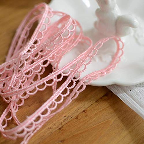 Ruban de dentelle rose 7mm de largeur en polyester pour couture