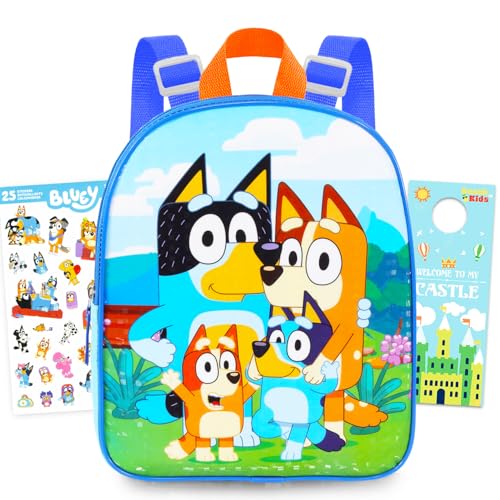 Bluey Mini Backpack for Kids - Bundle with 11 Small Bag for Girls Plus Button | Bluey Backpack Purse Set