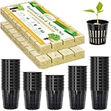 Halatool 72PCS 1.2 Inch Rockwool Cubes with 56PCS 2 Inch Net Cups for Hydroponics Great Kratky Hydroponics Kit for Soilless Cultivation Cloning Plants Growing Seeds