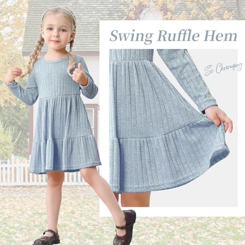 Image of Toddler Baby Girl Long Sleeve Dress Girls Knit Sweater Dresses Tiered Kids Swing Holiday Clothes Fall Winter