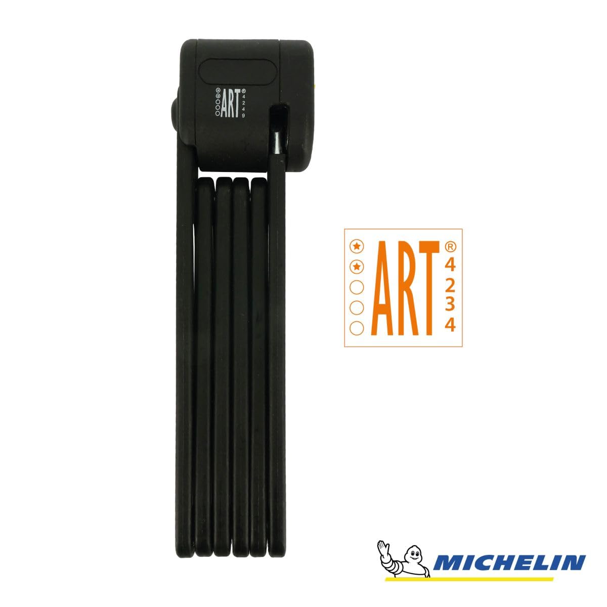 MICHELIN - Antivol Pliant Art à Clés - Antivol Vélo - Accessoire pour Vélo avec Support - Livré avec 2 Clés - Noir, Taille Unique - Compatible VAE (Vélo Électrique)