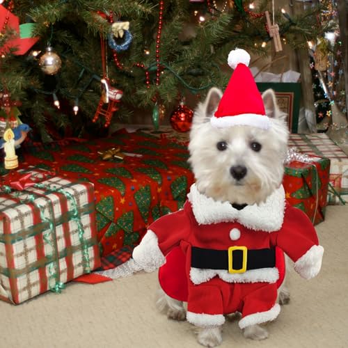 Kleidung für Haustiere Weihnachtsmann, Hundekostüme Weihnachten, Haustier Weihnachtskostüm, Katze Hund Weihnachtskostüm mit Mütze Weihnachtsmann, Für Christmas Party Cute Cats and Dogs Kostüm