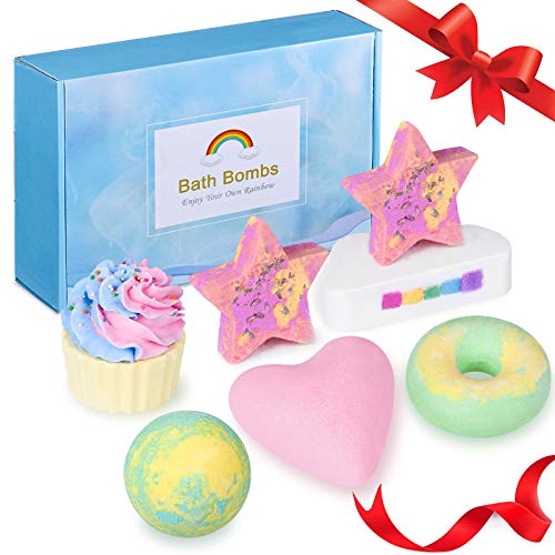 Myada 7 Piezas Bombas de Baño, Set de Regalo de Bomba de Baño con Aceites Esenciales, Efervescentes de Burbujas SPA para Mujeres, Mamá, Novia San Valentín/Cumpleaños/Navidad