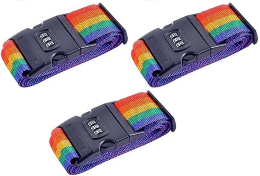 VENEKETYLuggage Straps Suitcase Lock Belt Strap Heavy Duty Luggage Straps Adjustable Suitcase Belts for Traveling Business/Leisure Trip/Multi-Colour |Pack of 3