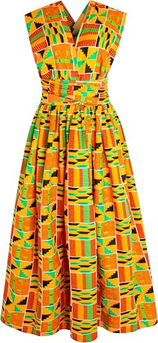 SHENBOLEN Women African Print Maxi Dress Dashiki Long Dresses(Medium,I)