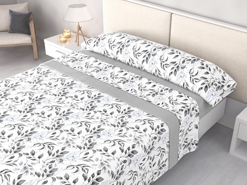 Juego de Sábanas Invierno Polar Pirineo 120 g/m² Perchado Doble Cara – Finas pero Cálidas – 3 Piezas con Bajera Ajustable Perimetral – Camas 90, 105, 135, 150 y 180cm (Cilene Gris, Cama 150cm)