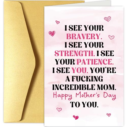 Chenive Mother's Day Card for Friend Sister, Inspirational Mother's Day Card for Daughter, Happy Mother's Day Card for Women, I See Your Bravery Strength Patience You Are A Incredible Mom