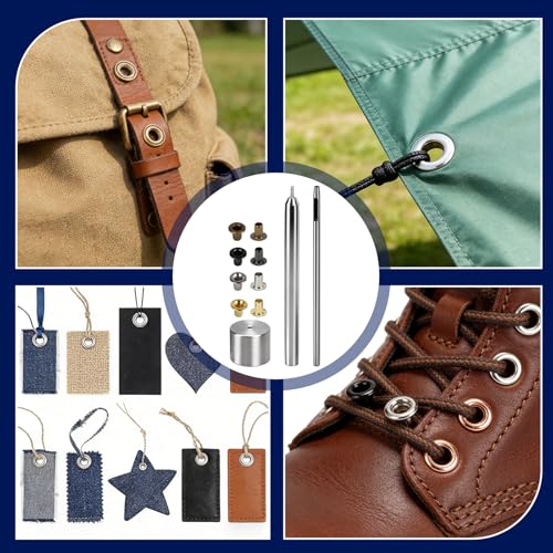 800 Stück Messing Metallösen Grommet Kit, 2mm Kleine Ösenbefestigungswerkzeug, Vier Farben Nähzubehör Ösen Set mit Kunststoff Aufbewahrungsbox, Ösen 2mm für Schuhen, Taschen, Leder Handwerk