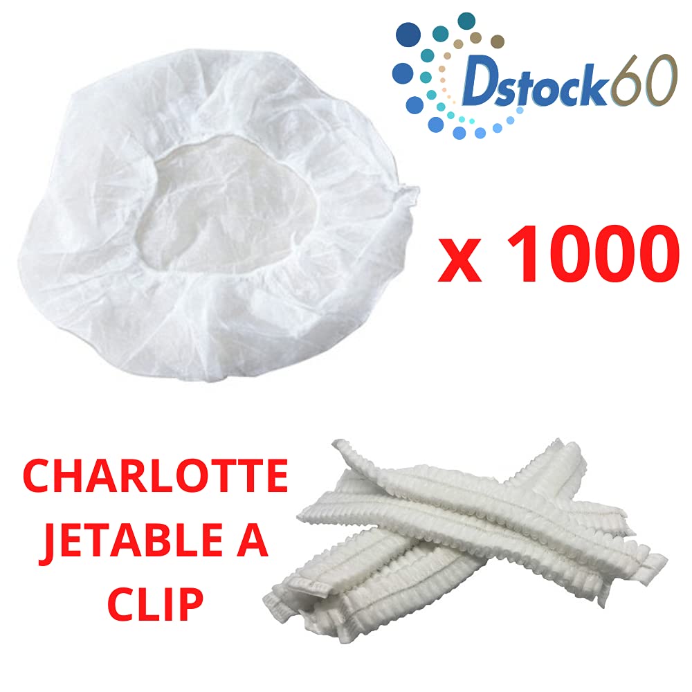 DSTOCK60 - LOT DE 1000 CHARLOTTES JETABLES A CLIP A USAGE UNIQUE - FILET POUR PROTECTION CHEVEUX
