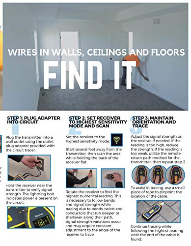 Ideal Industries Inc. Suretrace 61-955 Circuit Tracer Open/Closed Circuit Capability. Red Multi Segment Display,Black, 180 Degree #TOP7
