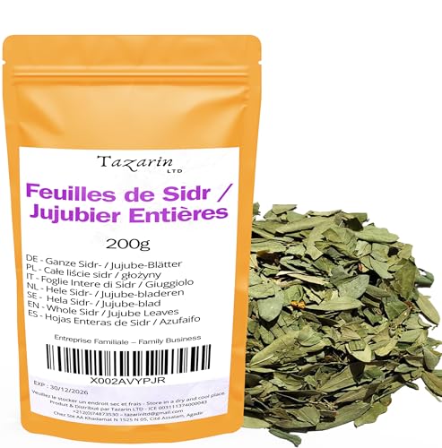200g Foglie Intere di Giuggiolo/Sidr – Foglie di Sidr Essiccate – Aroma e Gusto Intensi – 100% Naturale, Puro e Senza Additivi | Qualità Superiore - Tazarin Ltd