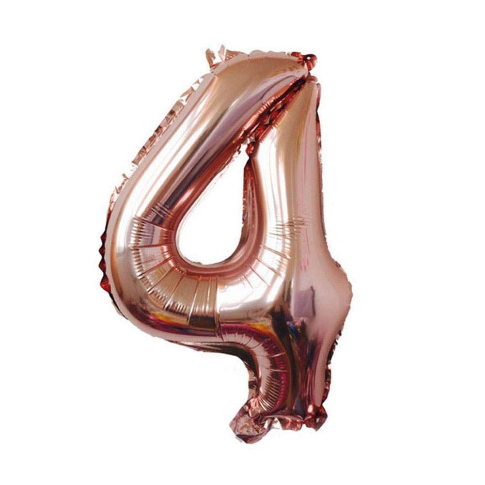 HOTKEI 16" Aluminum Film Number Party Balloon for Birthday| Anniversary| Theme Decoration (Rose Gold - 1Pcs - Number: 4)