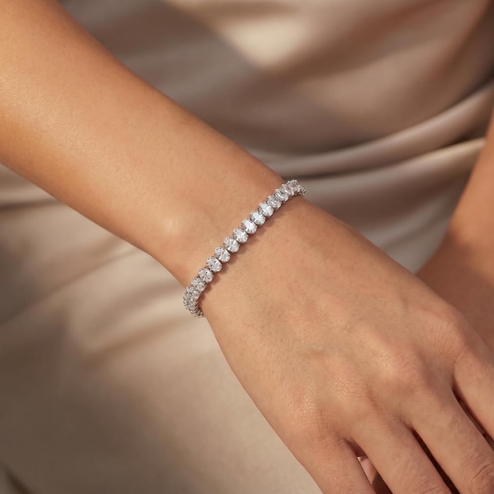 P3 POMPEII3 Pompeii 16Ct TW Oval Diamond Tennis Bracelet 14k Gold 7" Lab Grown (EF,VS)