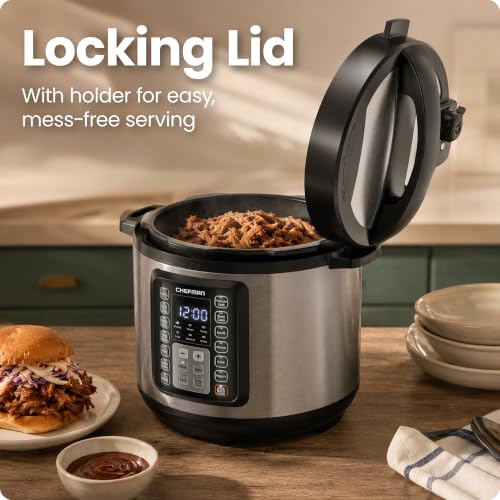 Chefman 13-in-1 Electric Pressure Cooker, 6-Quart Multicooker with Touchscreen Controls, Slow Cooker, Steamer, Sauté, Soup, Chili, Delay Start & Keep Warm, Stainless Steel - image 8