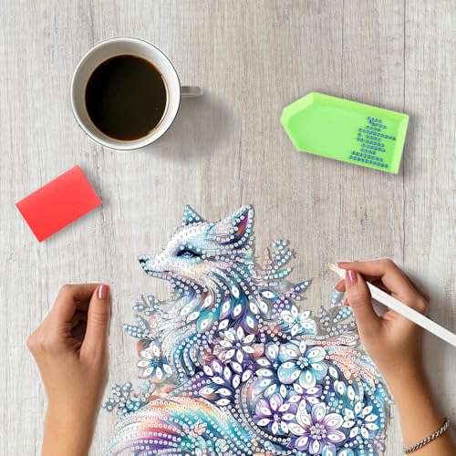 SENQAO Fox Hanging Diamond Art Painting Kits for Adults Beginners, 5D Special Shape Diamond Art Kits, Fox Flower Crystal Rhinestones Diamond Gem Art Painting for Home Garden Wall Decor by SENQAO - Image 5