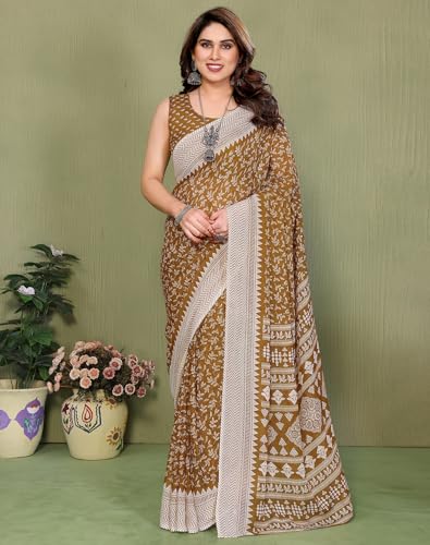 Image of Yashika Women's Georgette Saree with Blouse Piece for Traditional Ethinic Wear Sari