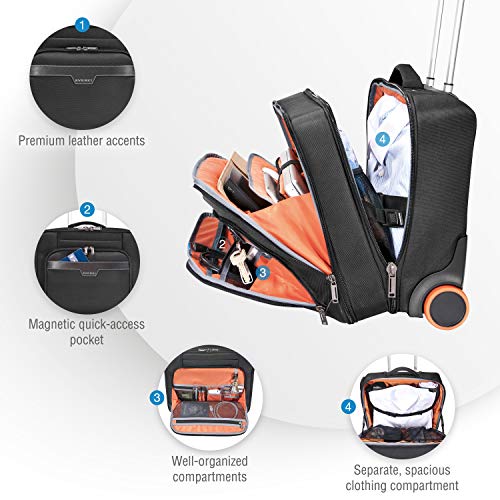 Everki Journey Business Professional 16-Inch Laptop Trolley Rolling Briefcase, Ballistic Nylon, Wheeled (Ekb440), Black #TOP3