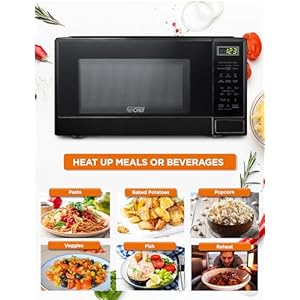 Commercial chef 11 cu ft microwave with 10 power levels small microwave with push button 1000w countertop microwave with kitchen timer door lock digital controls black  urban country home decor