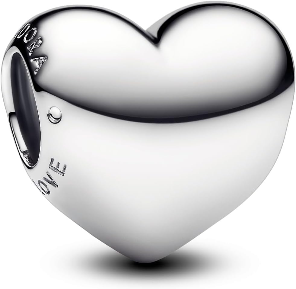 Engravable Sterling Silver Heart Shape Charm for Women, Medium, Silver