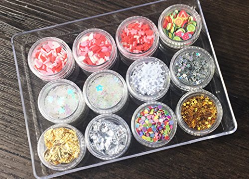 Magik 12 Pack Nail Art Glitter Powder Pieces UV Gel