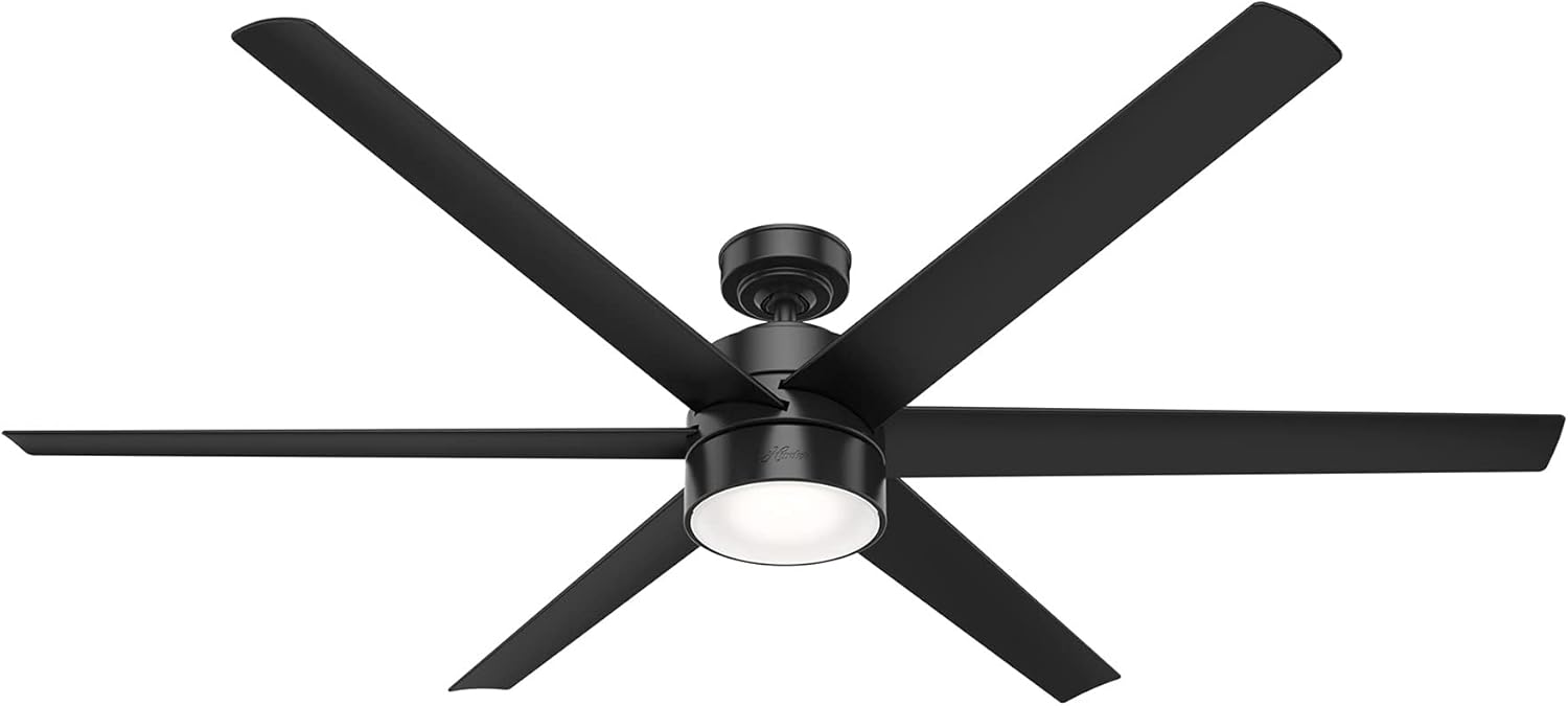 Hunter Fan 72 inch Contemporary Matte Black Finish Outdoor Ceiling Fan with Light Kit (Renewed)