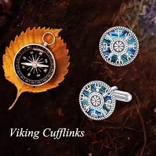 Gemelos con brújula vikinga en plata esterlina miniatura 6