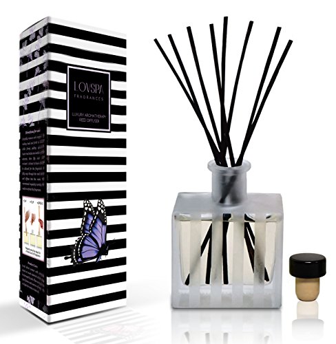 LOVSPA White Tea Reed Diffuser – Scented Sticks Set - Soothing White Tea Scent Infused with Notes of Woody Cedar and Vanilla - Air Freshener for Large Rooms - Made in The USA