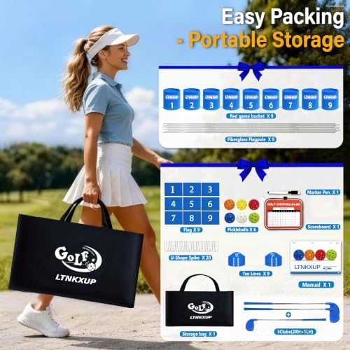 LTNKXUP 9-Hole Portable Golf Game Set with 2 Right & 1 Left Club, Carry Bag — view 6