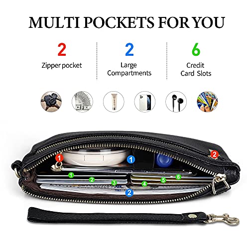 image for befen Wristlet Wallets for Women, Genuine Leather Clutch Wallet Purses