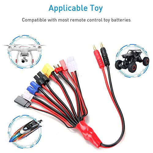 Rc Lipo Battery Charger Adapter Connector Splitter Wire 8 In 1 Octopus Convert Cable To 4.0Mm Banana Plug Lead Cable For Trx, T-Plug, Futaba, Tamiya Mini, Xt60, Ec3, Jst, Tamiya #TOP5