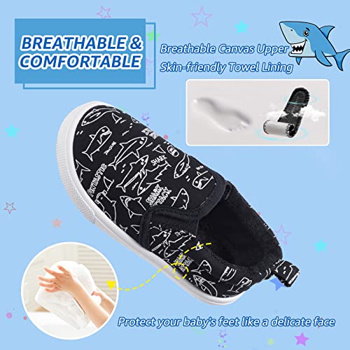 Stq Kids Toddler Boys Shoes For Kids Slip On Canvas Sneakers Lightweight Casual Loafers Black/Shark 11 M Us Little Kid #TOP2