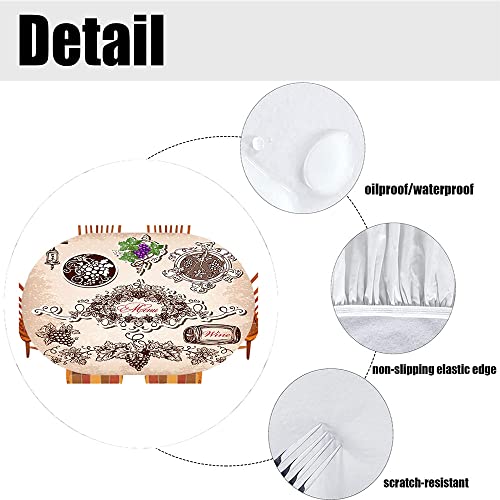 Esfvrg Wine Oval Fitted Tablecloth, For Kitchen Dining, Party, Holiday, Christmas, Buffet, Fits 42" X 60" Table #TOP3