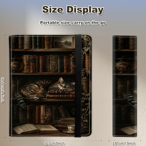 Image of Photo Album 4x6 120 Photos with Strong Elastic Band, Dark Cat Library | Large Capacity Premium Leather Picture Album, Portable Wallet Albums Photo Book for Family Anniversaries Wedding Baby