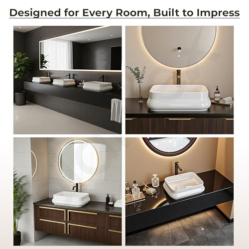Image of Plantex Platinum Ceramic Wash Basin /Washbasin for Bathroom /Tabletop Wash Basin with 10 Years Glaze Warranty by Plantex / (Glossy White - 18 x 14 x 5 Inch)