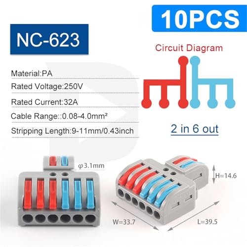 Tiras LED conectores rápidos NC-623 cable conector bloque de terminales 2