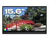 JAPANNEXT Tragbarer Bildschirm mit Touchscreen, 15,6 Zoll (39,6 cm), IPS Full HD (1920 x 1080), integrierte MiniHDMI-Lautsprecher (x1) USB-C (x1) Klinkenbuchse (x1) | G-Sync/FreeSync |