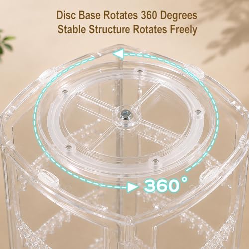 Image of DecoLogy 360 Rotating Transparent Acrylic Jewelry Organizer Tower | Earring Holder Stand with Necklace, Ring & Bracelet Storage | Dust-Free Jewelry Display Organizer for Women | 1 Piece