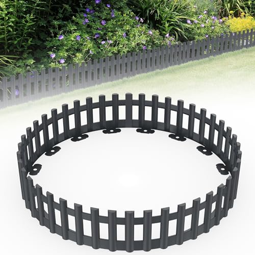 Yznahre Gartenzaun Zaun Zierzaun Kunststoff 2,58m Rasenkante, Lattenzaun, Garten Steckzaun zur Beetumrandung (Anthrazit)