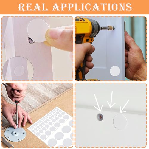 ZFKXGS 322 Stück Schraubenabdeckung Selbstklebend Weiß, Ø12mm/15mm/21mm/30mm/50mm Rund Selbstklebende Schrauben Abdeckkappen wasserdichte Schraubenloch Aufkleber für Wandschränke Schreibtische Möbel