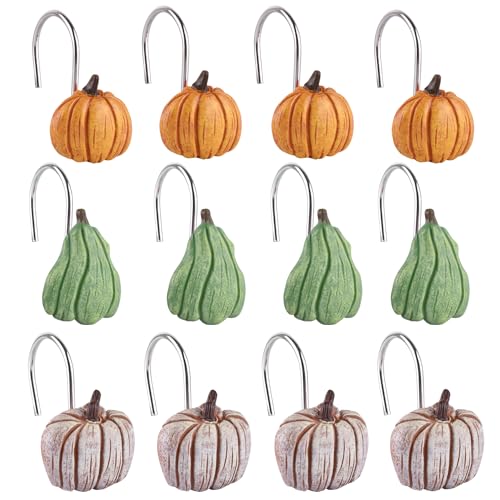 Pumpkin Decoration Shower Curtain Hooks,12Pcs Fall Decorations Shower Rings - image 6