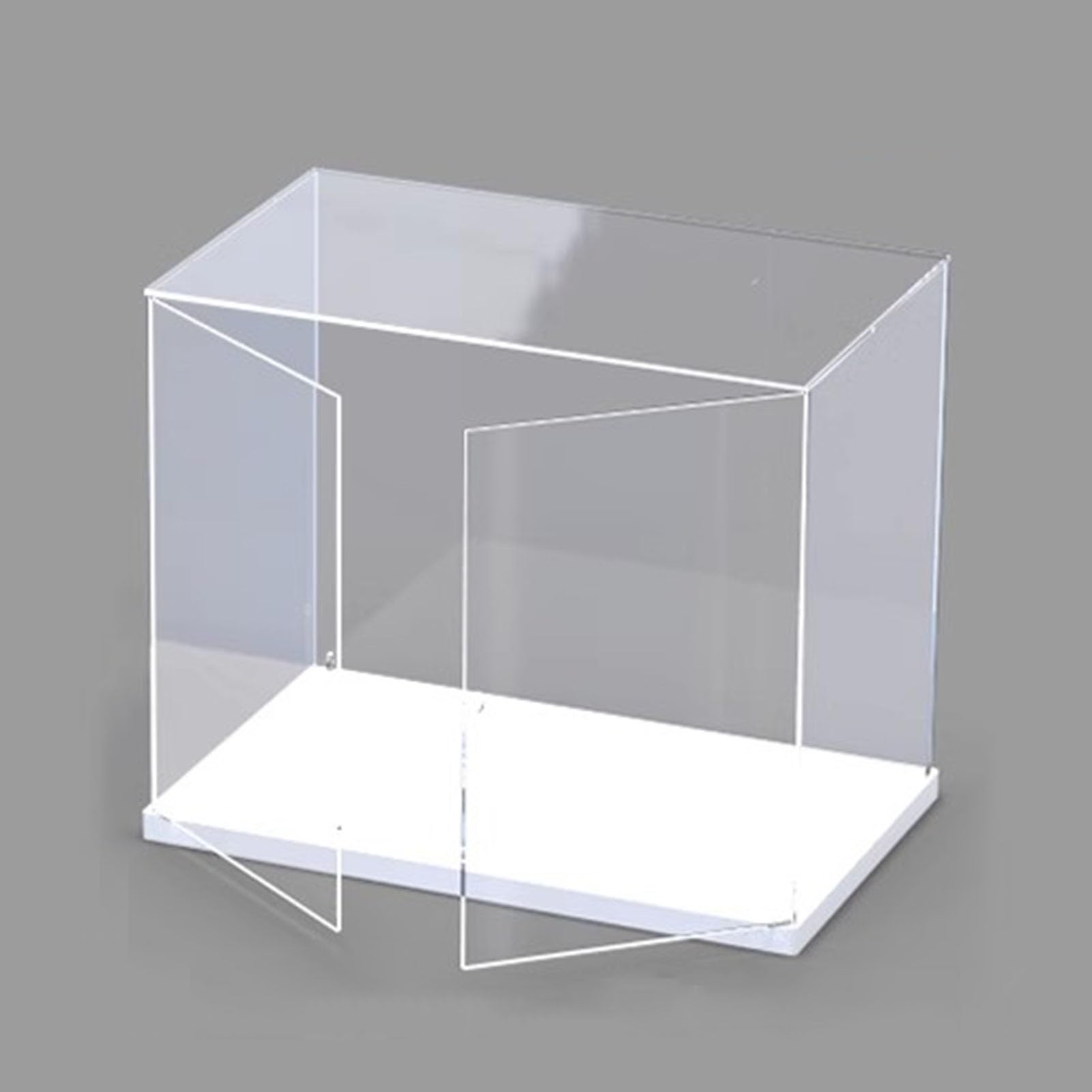 Teca Plexiglass Vetrina Trasparente Lunga con 2 Porte, Scatole Acriliche Impilabili a Base Bianca per Esposizione, Vetrina da Tavolo Antipolvere per Regali(300x100x500mm/12x4x20in)