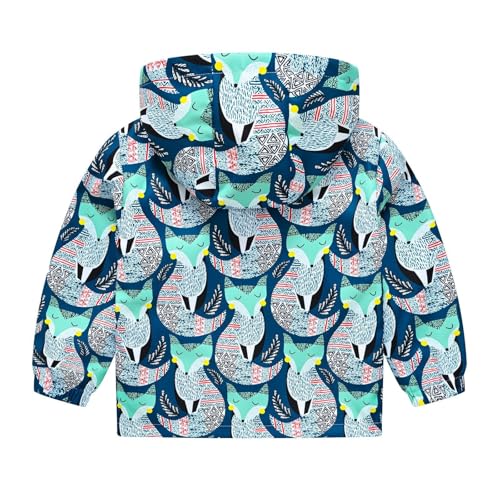 Kids Girls Windbreaker Waterproof Jacket Long Sleeve Full Zip Up Hoodie Boys Dinosaur Print Casual Outwear Coat2