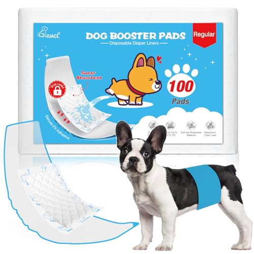 Dog Diaper Liners for Dog Diapers Male and Female 100ct Super Absorption Disposable Booster Pads for Most Reusable Pet Belly Bands, Washable Puppy Diapers Female and Male Wraps