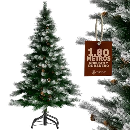 CASARIA® Árbol de Navidad Artificial Nevado Altura 180cm 810 Puntas con Soporte Agujas PVC Pino Arvore de Natal Decoración Navideña Exterior