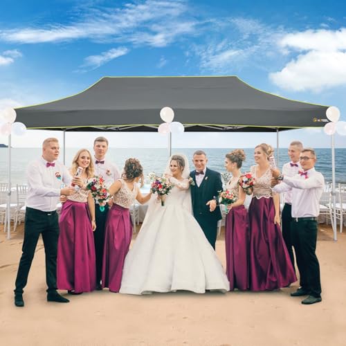 Image of HOTEEL 10x20 Heavy Duty Pop Up Canopy Tent with Sidewalls, Commercial Outdoor Canopy Tents for Parties Event Wedding with Roller Bag, Waterproof & UV 50+, Upgraded Thickened Hexagonal Legs, Gray