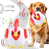 Interactive Dog Toys, Crazy Chicken Dog Toy with Pop Songs and Recording Mode, Rechargeable Active Self Moving Ball for Small/Medium/Large Puppy Dogs to Keep Them Busy, Dog Toys for Boredom Exercise