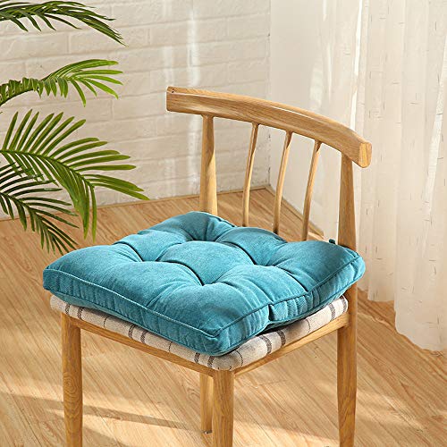 Nathime Soft Patio Outdoor Corduroy Chair Pad With Ties Indoor Dining Chairs Cushion 18"×18"×3.6" Blue 1Pc #TOP3