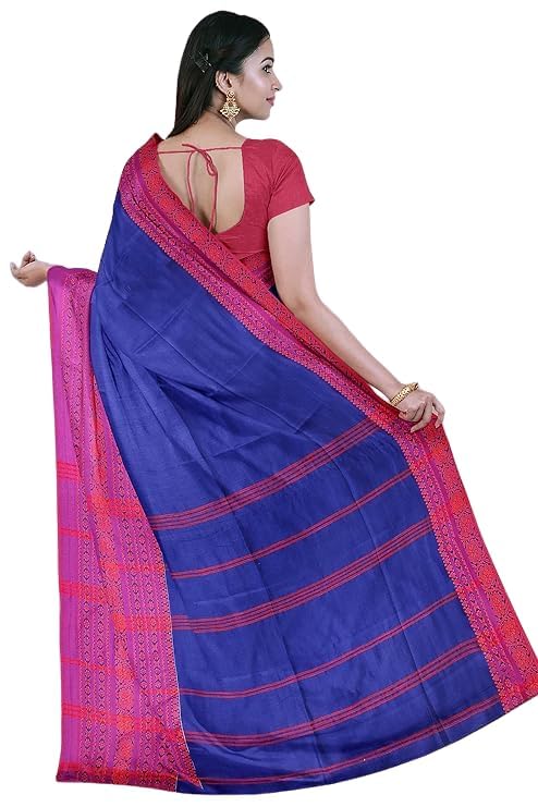 Image of eC ESHA'S COLLECTION Women's Cotton Blend Begumpuri Handloom Saree With Unstitched Running Blouse Piece