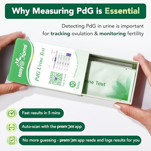 Image of Easy@Home PdG Test Strips: 10 Pack - Track Ovulation Insights with Progesterone Urine Tests - at Home Fertility Test for Women with Premom Ovulation App - PdG (Pregnanediol Glucuronide) Tests