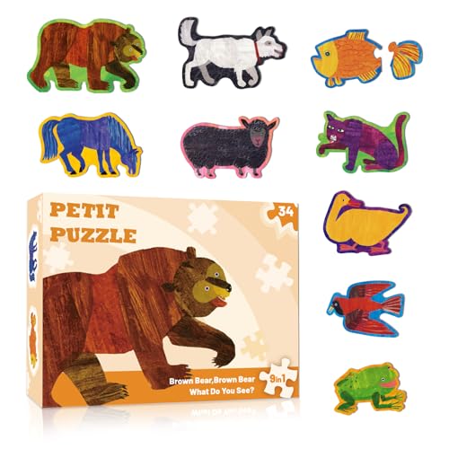 Ai fsem 34 Piece Brown Bear Brown Bear What Do You See Wooden Puzzles Preschool Learning Activities Jigsaw Puzzle Storytelling Learning Toys for 3 Year Old